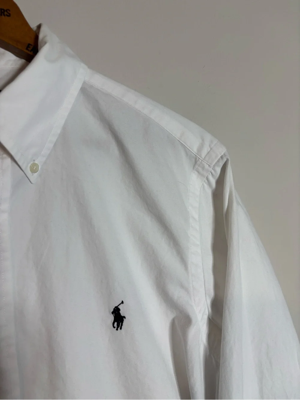 Polo Ralph Lauren Button Down Dress Shirt White Blue Pony Medium